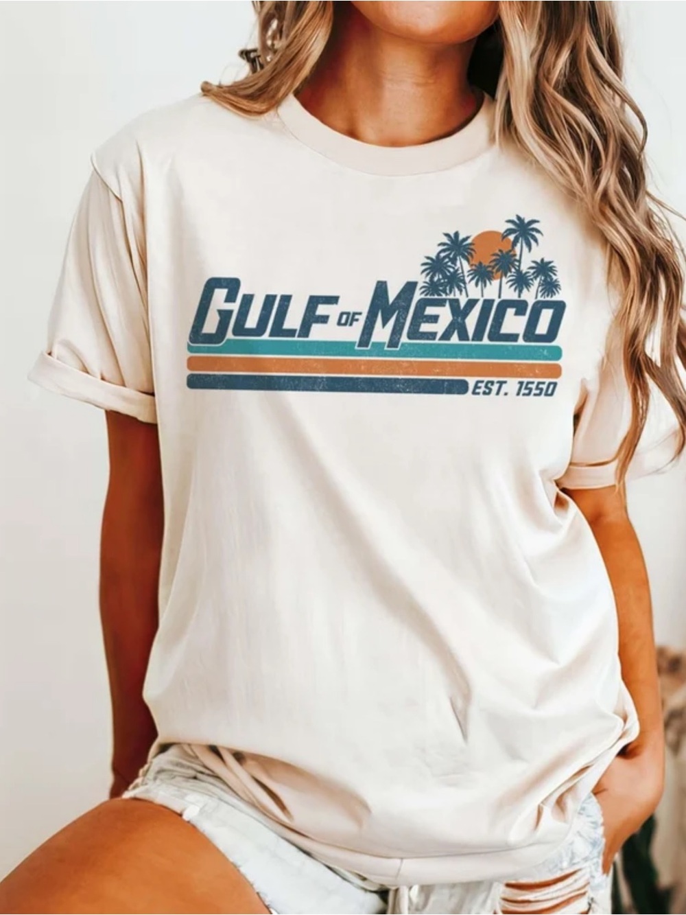 Gulf of Mexico Comfort Color Cream T-Shirt, Mississippi Florida Beach Mexico Tee